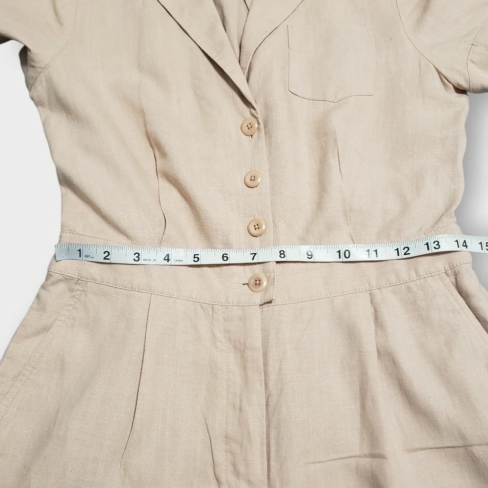 J.Crew Wide Leg Linen Blend Jumpsuit Sz 4 Belted Pleated Short Sleeve Blush Pink - Picture 13 of 16
